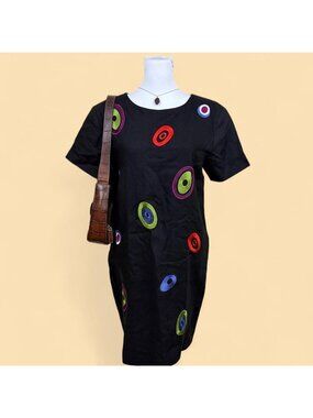 90s linen quirky artsy whimsical weird girl shift dress
